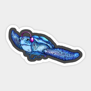 Blue Turtle jammin Sticker